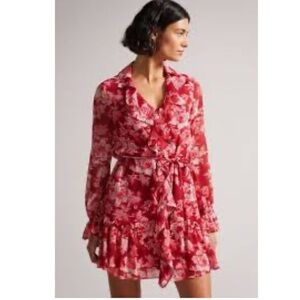 Ted Baker Red Floral Midi Dress